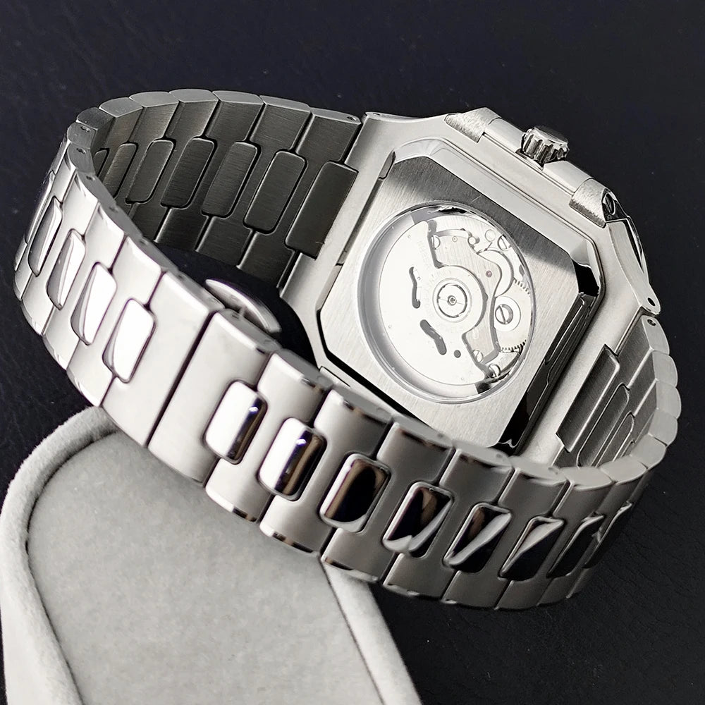 Watches For Man 2025 New Automatic Watch Sapphire Glass Steel Square Case Luminous Waterproof Wristwatch
