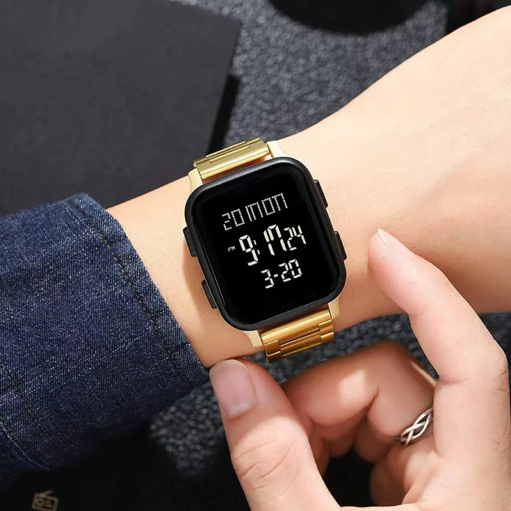 Sports Watches for Men Waterproof Digital Electronic Stainless Steel Clock Led Display Wristwatches Mens Reloj Hombre