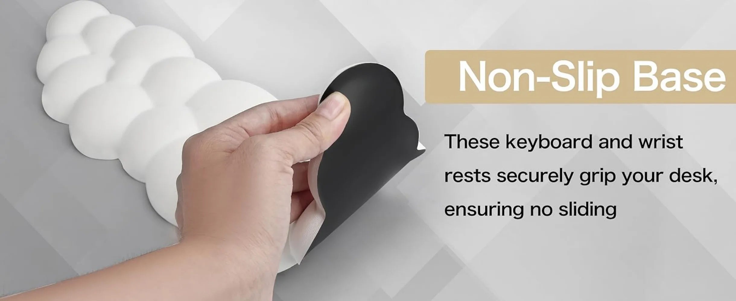 Ergonomic Cloud Mouse & Keyboard Wrist Rest - Non-Slip Memory Foam for Gaming/Office, Soft PU & Easy Clean