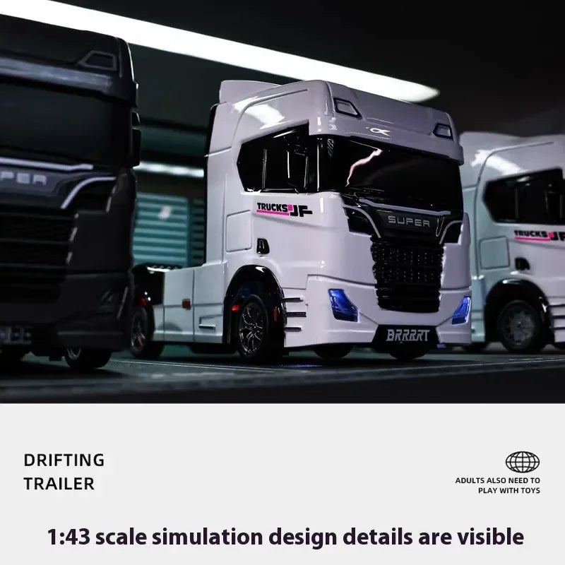 Remote Control Drifting Car Tabletop Toy Alloy Tractor Rc Truck 1/43 2.4g Rc Engineering Trailer Truck With Light And Sound Toys
