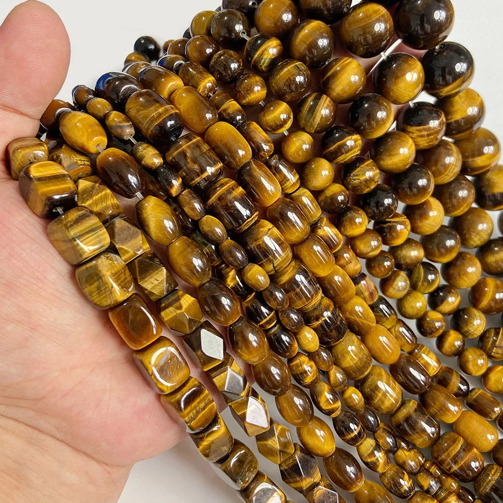 High Quality Natural Stone Yellow Tiger Eye Beads Round Square Oval Loose Spacer Stone For Jewelry Making Bracelet Diy Accessory