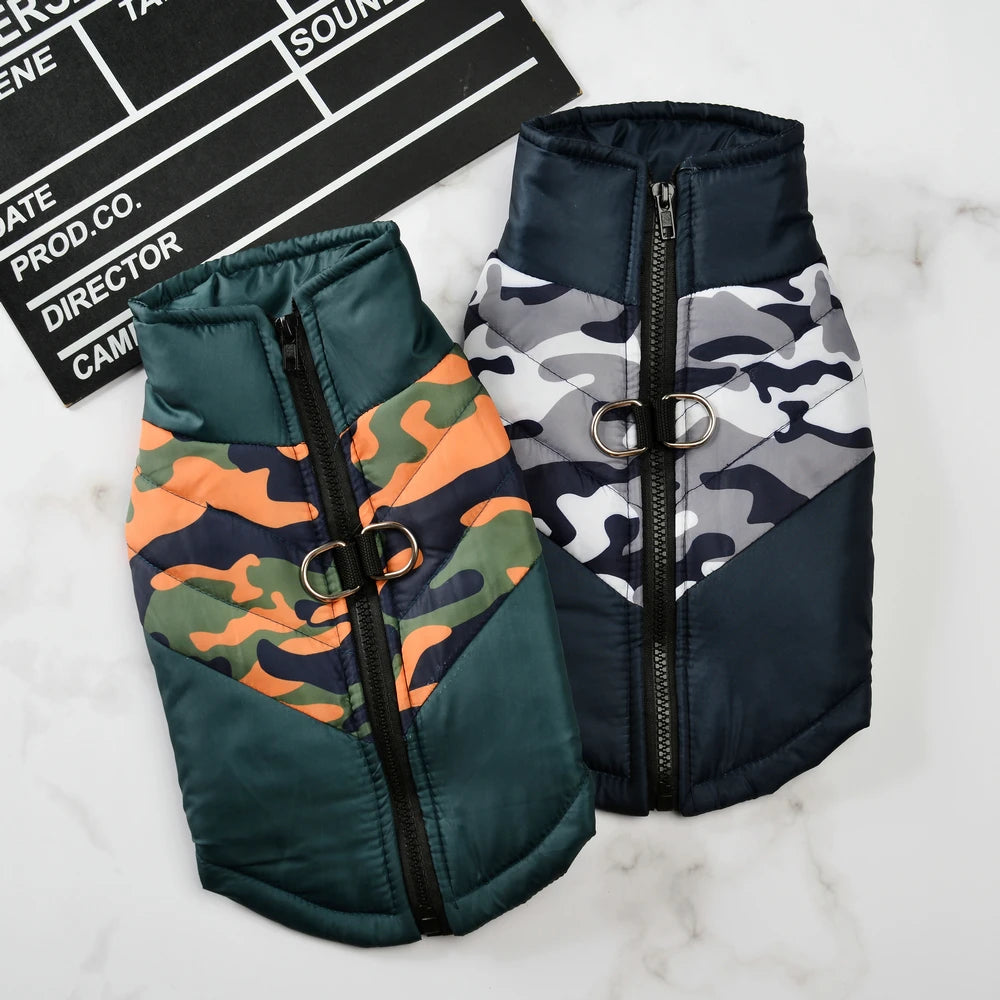 Pet Dog Jacket Coat Winter Waterproof Puppy Camouflage Print Cozy Clothes Coat For Small Medium Dogs Cats Pug Bulldog Clothing