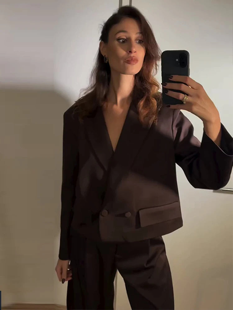 Women's Two Pieces Set New In Matching Sets New Outerwear Ensemble Femmes Blazer Coats Jackets Tapered Pants Trousers Clothes