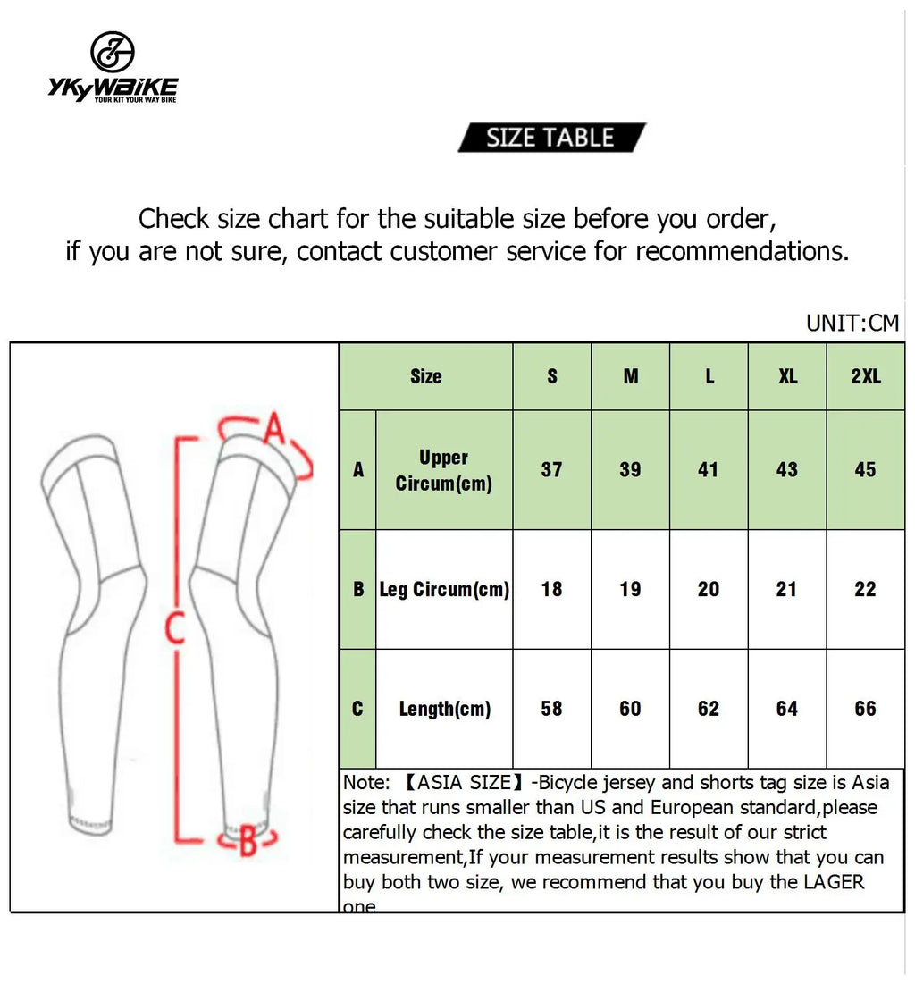 YKYWBIKE Cycling Leg Warmers Unisex Calf Compression Sleeves Outdoor Sports Running Basketball Football Leg Sleeves UV Protecti