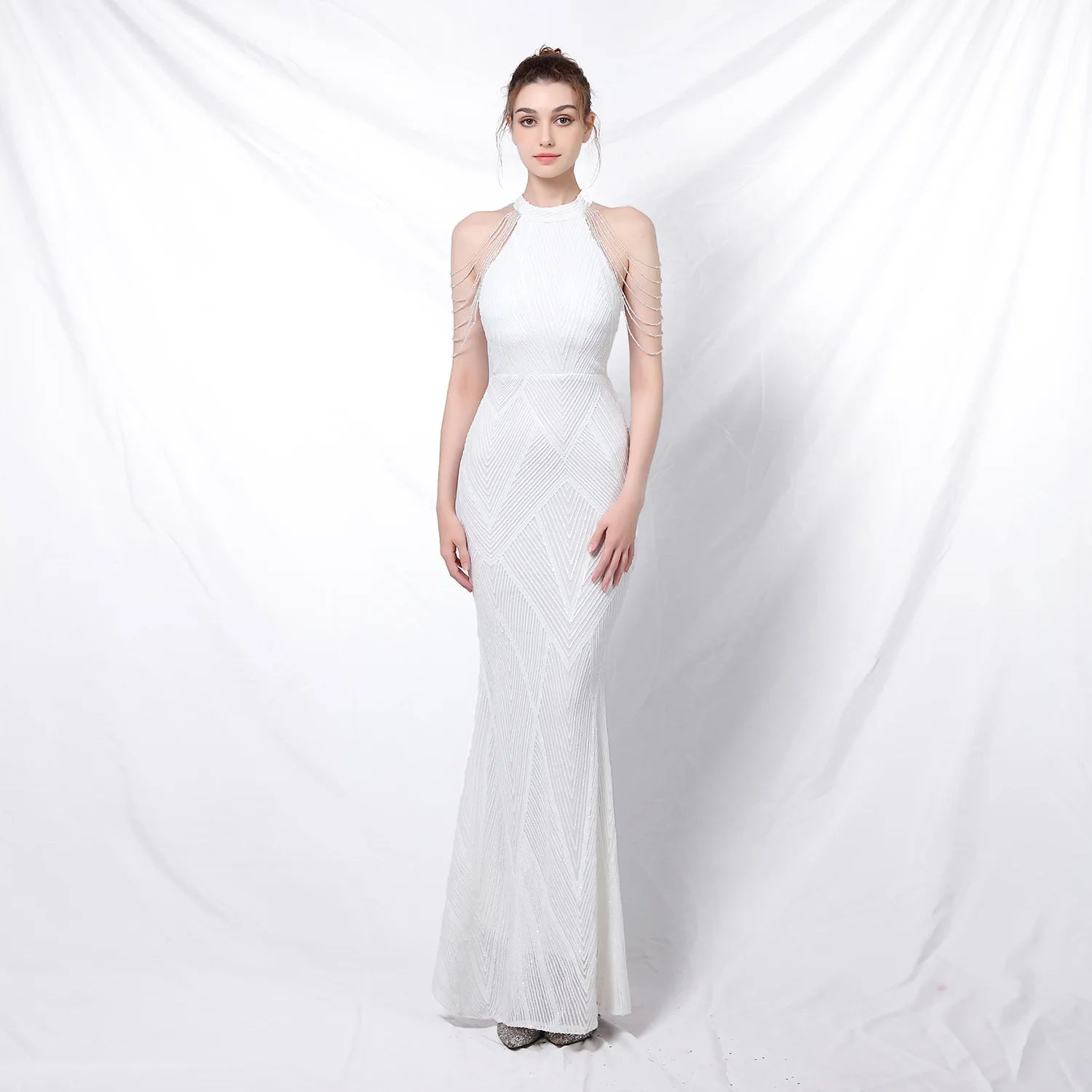 Prom Long Elegant Dresses  Halter  Sequin  Mermaid Prom Dress  Vestidos De Fiesta Evening Dresses Customized