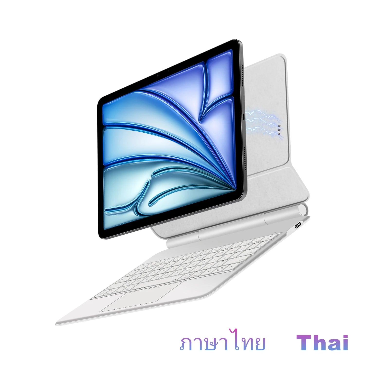 AJIUYU Smart Pogo Pin Magic Keyboard For iPad Air 11 inch M3 M2 Pro 13 M4 12.9 6th 5th 4th 10.9 7th Smart Case Direct Connection