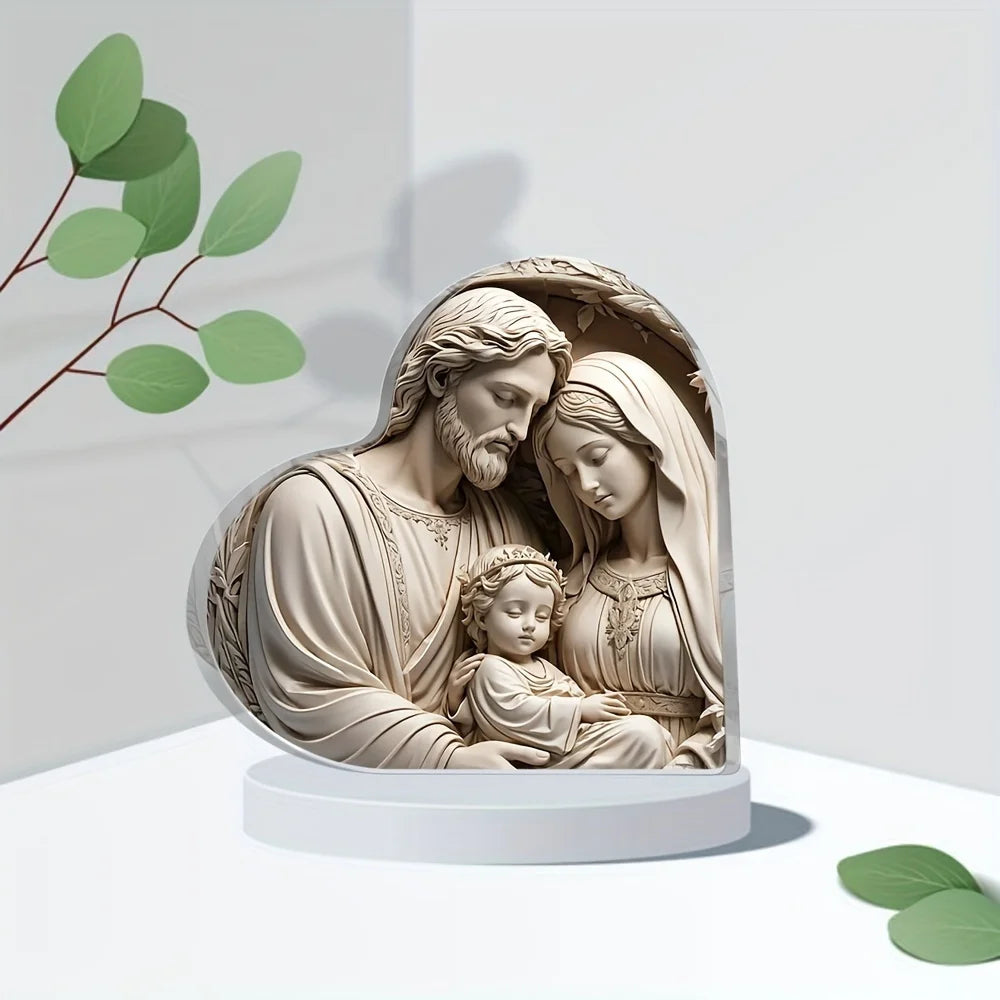 1pc, Baptism Faith Worship Nativity Acrylic Desktop Decor Plaque Sign, Commemorative Birthday Gift, Christmas Party Holiday