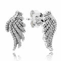 Authentic 925 Sterling Silver Majestic Feathers Earring Necklace With Crystal For Women Jewelry Set Gift