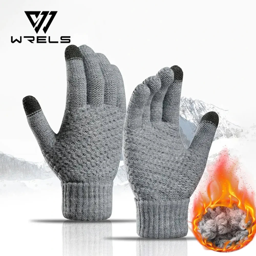 Women Men Warm Winter Touch Screen Gloves Stretch Classical Knit Mittens Wool Full Finger Outdoor Cycling Driving Glove