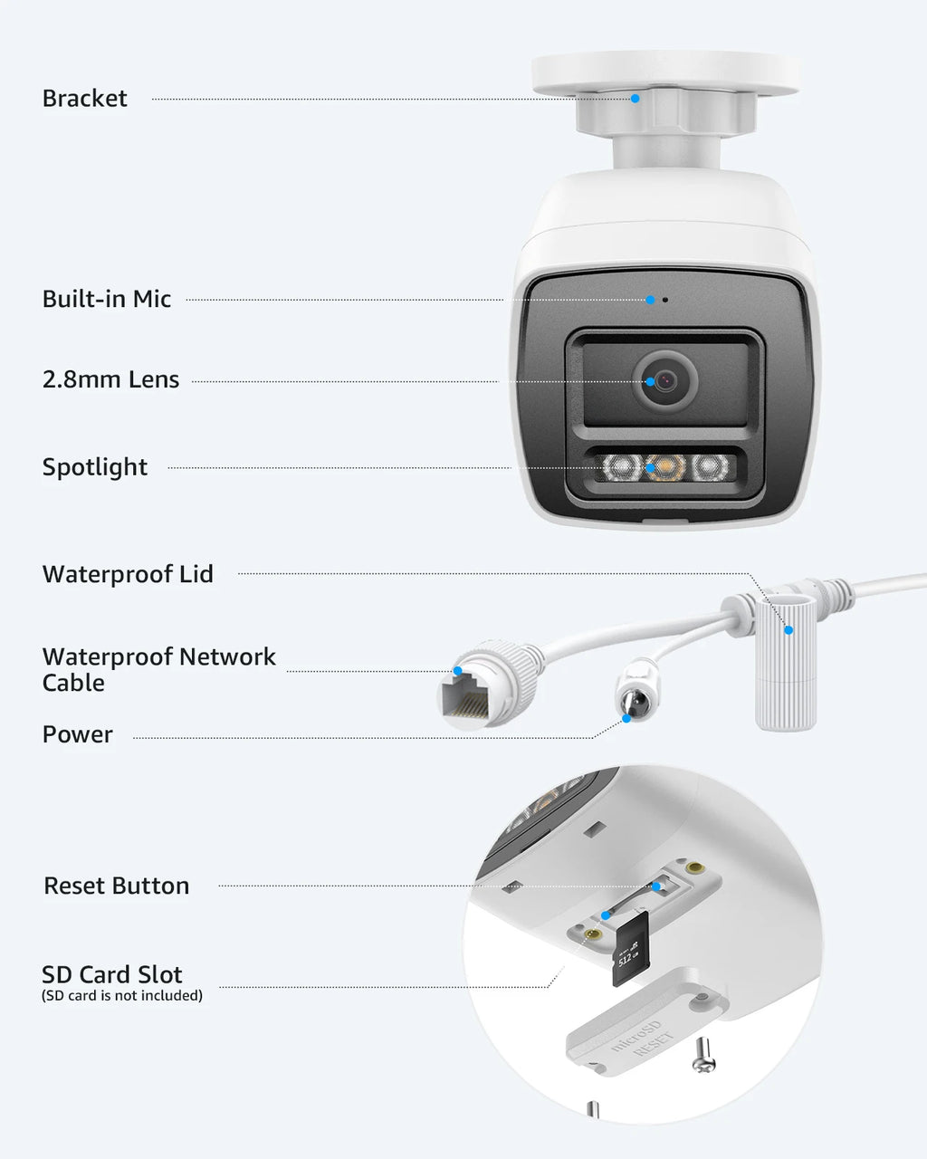 ANNKE C1200 Smart Dual Light 12MP Ultra HD PoE IP Camera Built-in Mic Surveillance Security Cameras Color IR Night Vision IP67