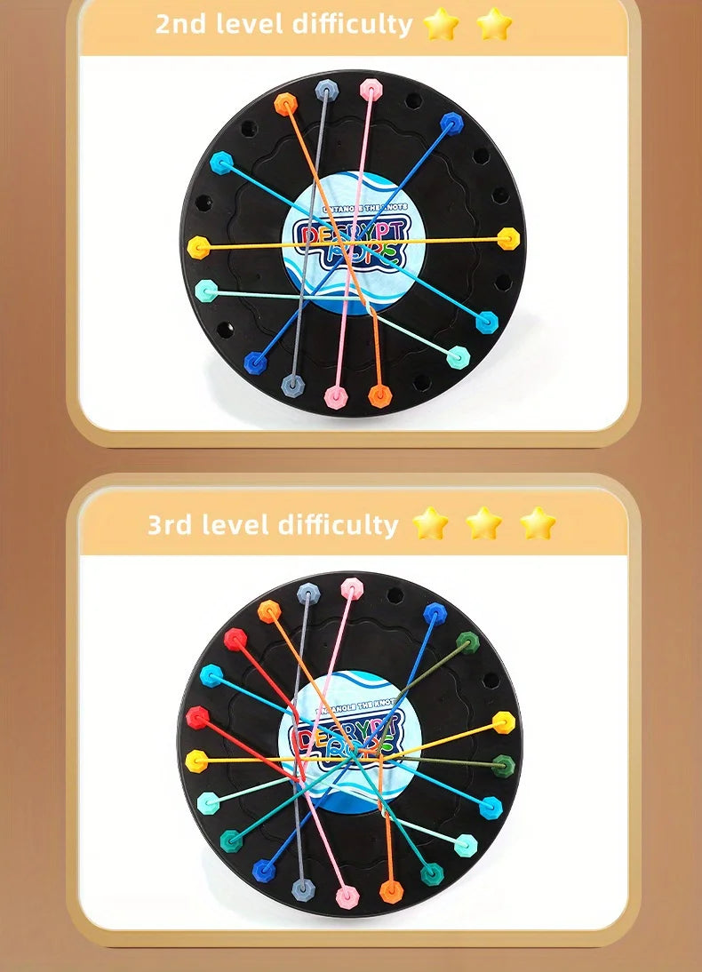 Twisted Rope Puzzle Game Brainy Knots Rope Untangling Board Game, Rope Knots Challenge Game, String Solution Central Lacing Toys