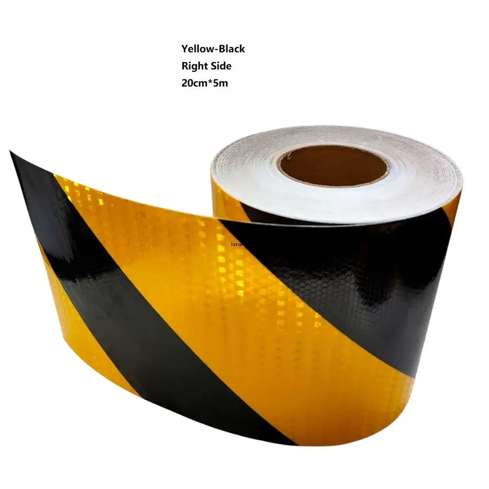 5cm/10cm/15cm/20cm*5m Reflective Tape Yellow-Black Left Or Right Twill Waterproof Safety Warning Self-adhesive Reflector Sticker