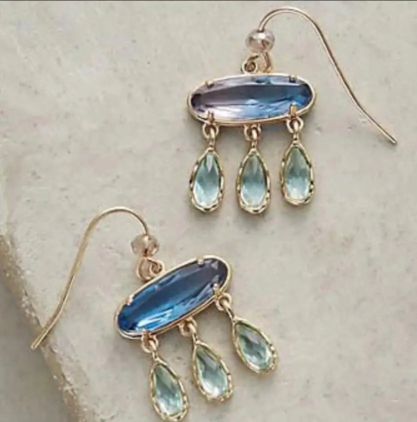 2024 Niche Geometric Drop Shape Stone Dangle Earrings for Women Jewelry Female Gift Accessories