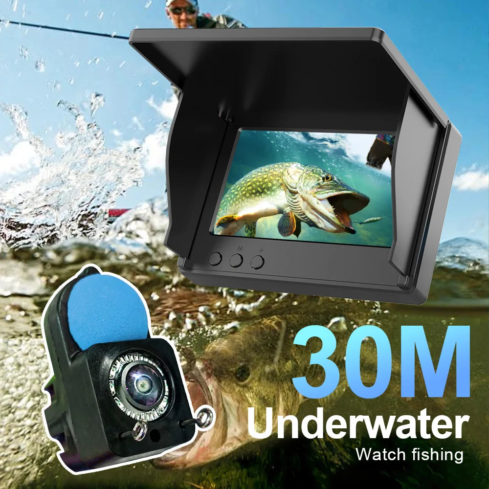 Portable Fish Depth Finder Water Handheld 1080P 4.3 Inch LCD Fish Finder Underwater 220° Fishing Camera With Night Vision
