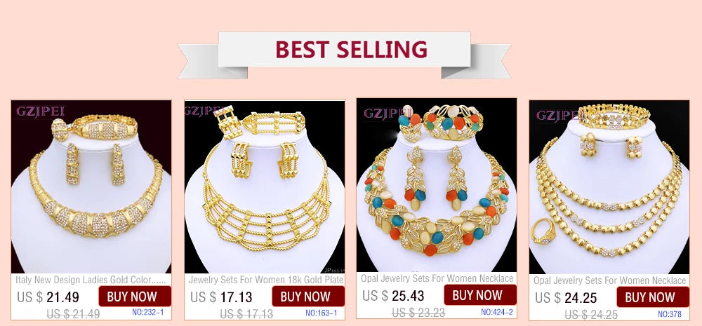 Elegant Women Necklaces Jewelry Sets Gold Color Jewelry On The Neck Wedding Party Accessories conjunto de joyeria para mujer