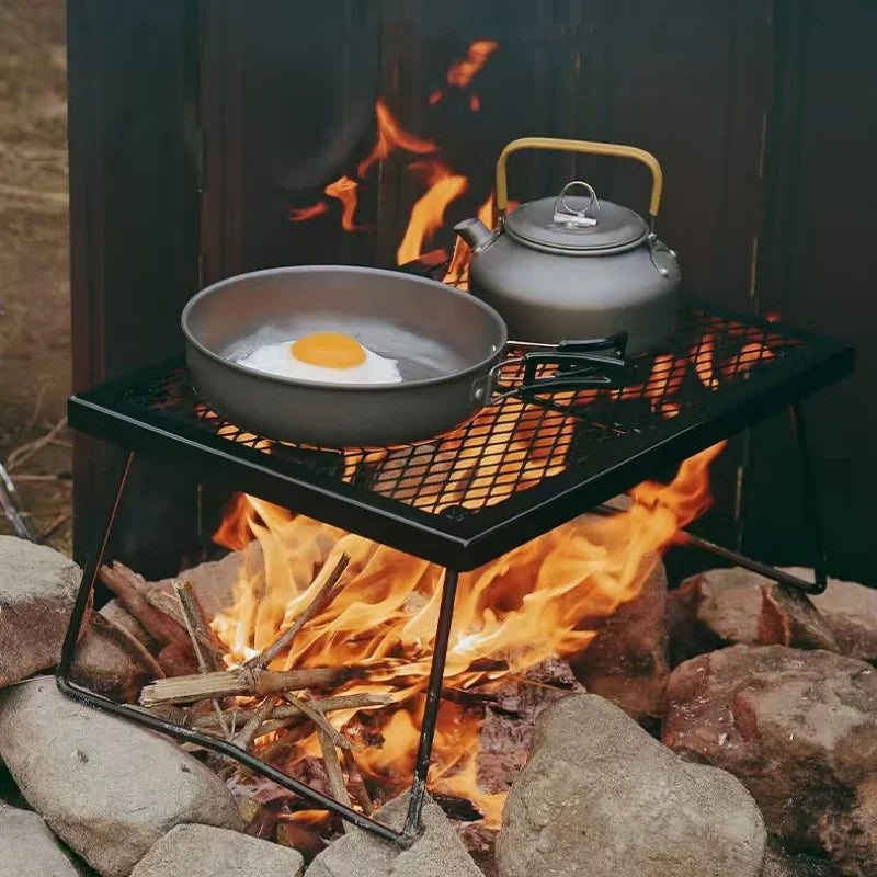 Outdoor Grid Folding Table Multifunctional Camping Table Mini Tent Desk Picnic Table Cooking Heating Rack High-temperature