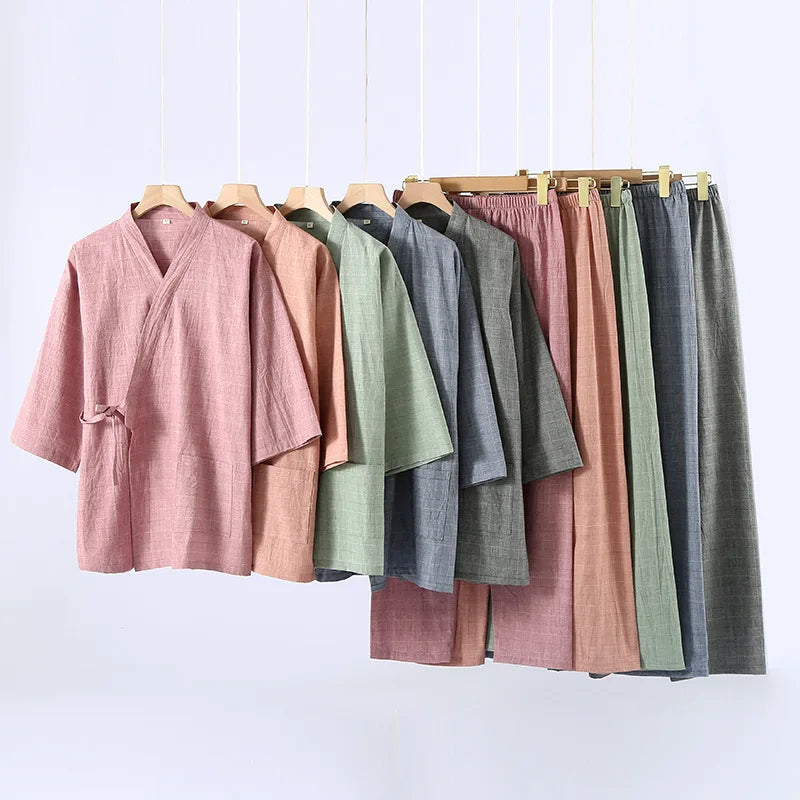 Women's Home Clothes Cotton Spring and Autumn Long Sleeved Long Pants Home Clothes Cardigan Simple Two-piece Pyjamas Set