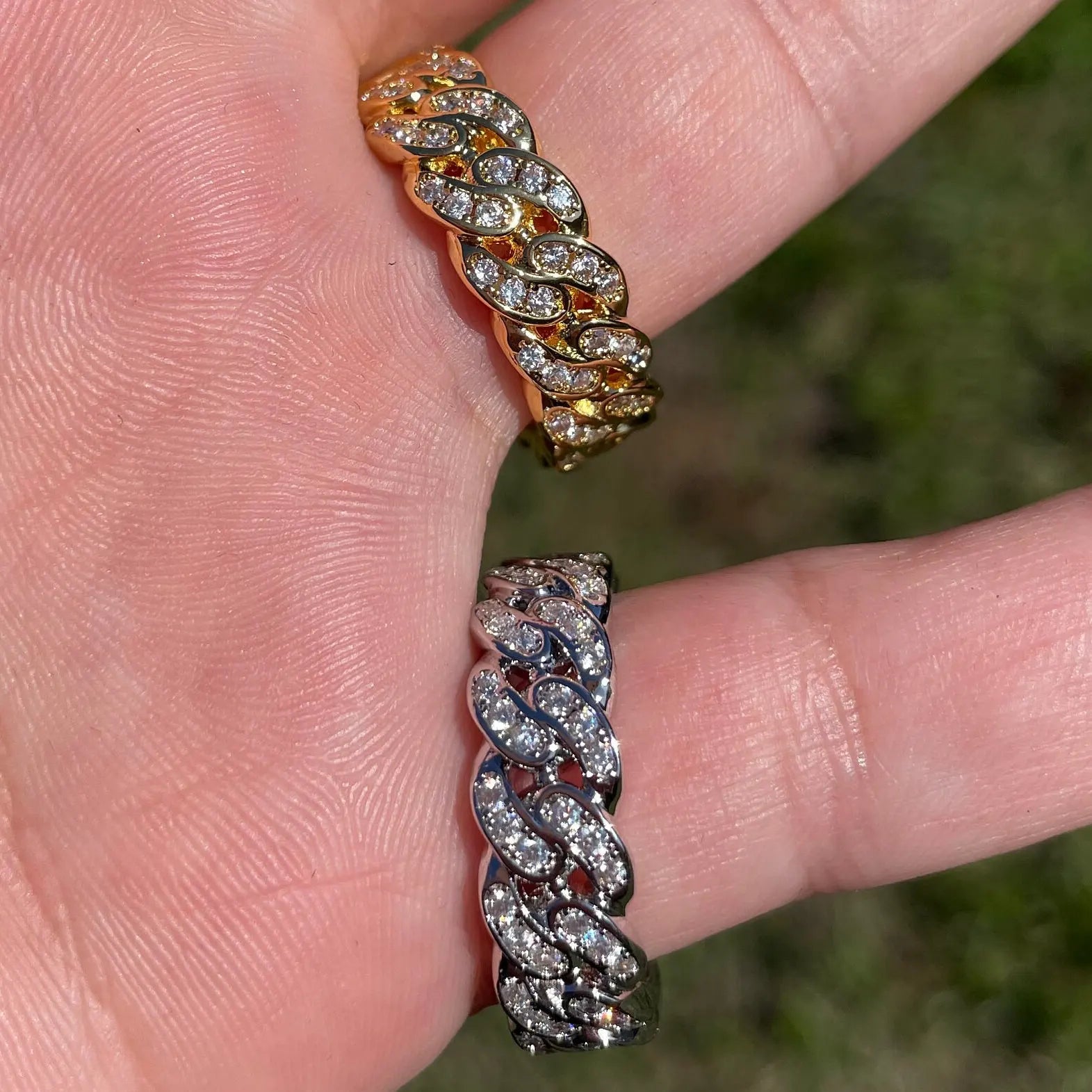 PureMax Hip Hop Full Moissanite Cuban Ring 18k Gold Plated For Men 925 Sterling Silver Wedding Diamond Ring Fine Jewelry Gift