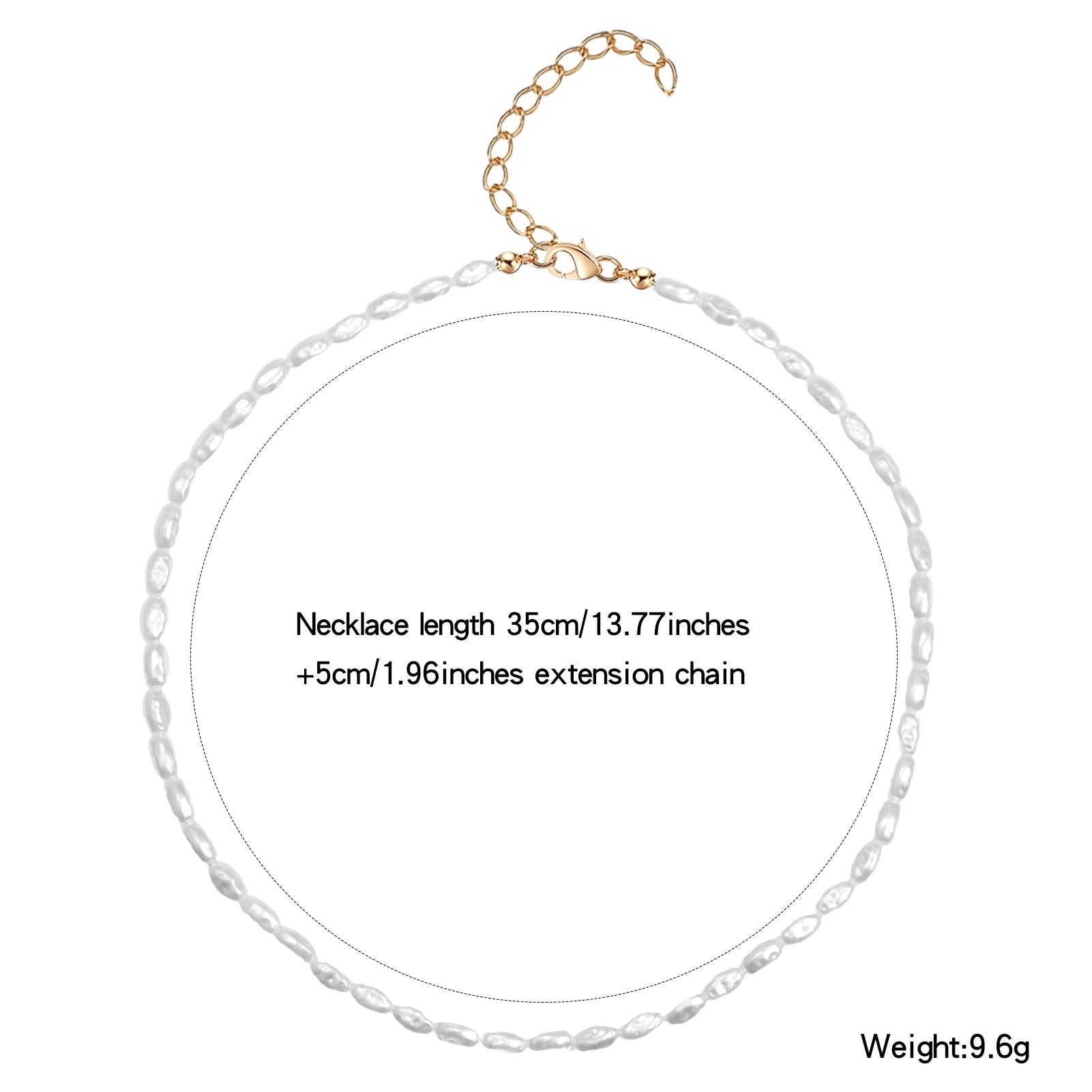 Artificial Pearl Necklace Women Vintage Dainty Choker Handmade Short Tiny Chain Fashion Choker Pendant Elegant Metal Collar 40cm