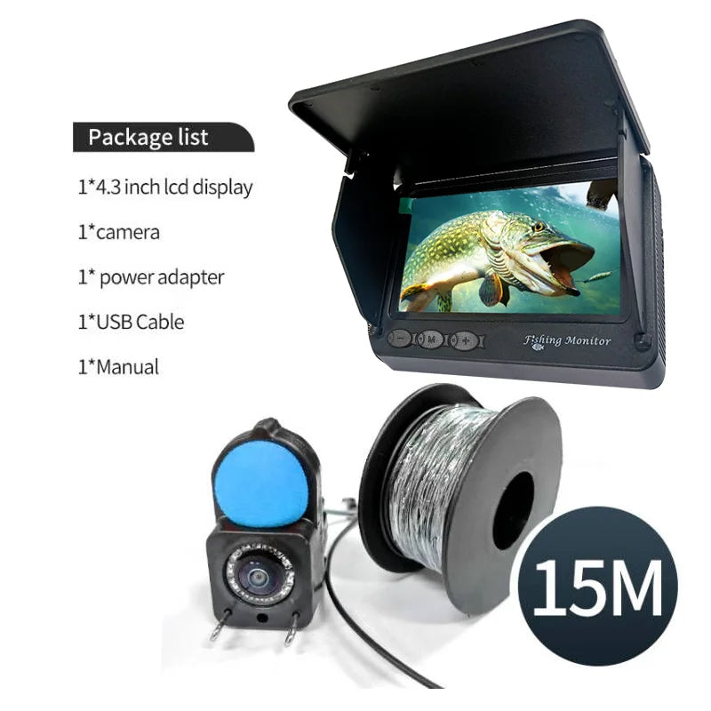Portable Fish Depth Finder Water Handheld 1080P 4.3 Inch LCD Fish Finder Underwater 220° Fishing Camera With Night Vision