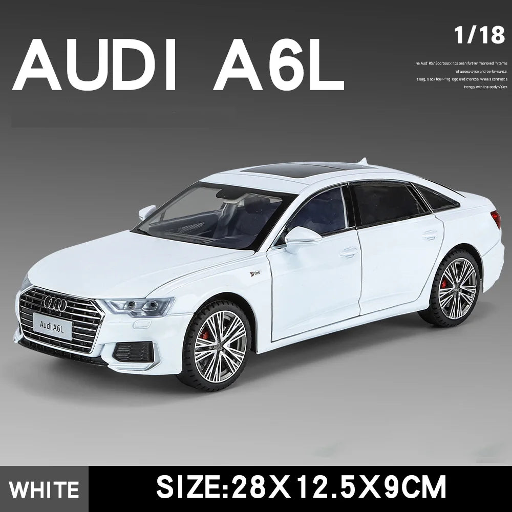 1:18 AUDI A6L Large Alloy Metal Diecast Car Model Sound & Light Collect Hobby Boutique Interior Gift For Boys Present Vehicle