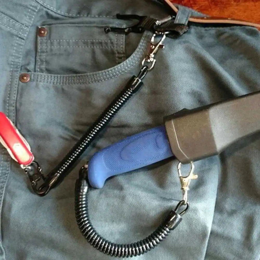 Tactical Retractable Spring Elastic Rope Security Gear Tool Hiking Camping Anti-lost Phone Keychain Fishing Lanyards Keychain