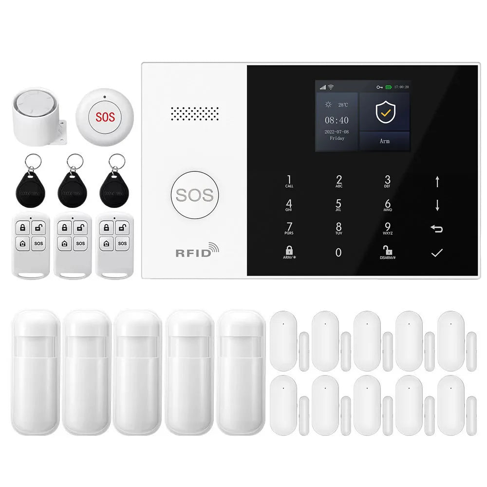 PGST 4G WiFi Security Protection House Alarm System Tuya Alexa Alarm Security System Kit Set Smart Life Home Door Motion Sensor