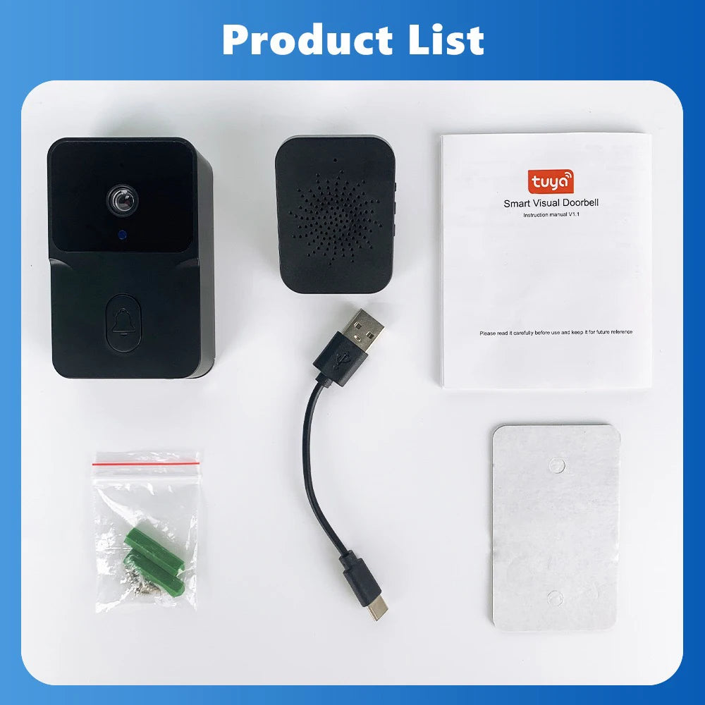 Tuya WiFi Video Doorbell Wireless HD Camera IR Alarm Security Smart Home Door Bell WiFi Intercom for Home with Black or White