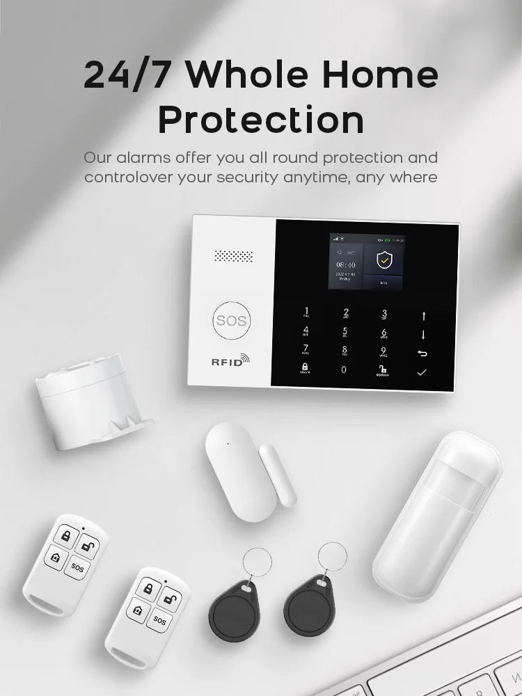 PGST 4G WiFi Security Protection House Alarm System Tuya Alexa Alarm Security System Kit Set Smart Life Home Door Motion Sensor