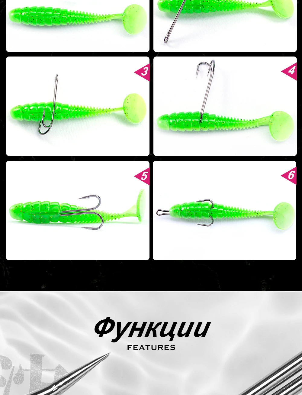 Hunthouse New Item Double Hook Long Fishing Equipment  Long Double Hook Top Quality Fishing Killer High Carbon Steel Duple Hook