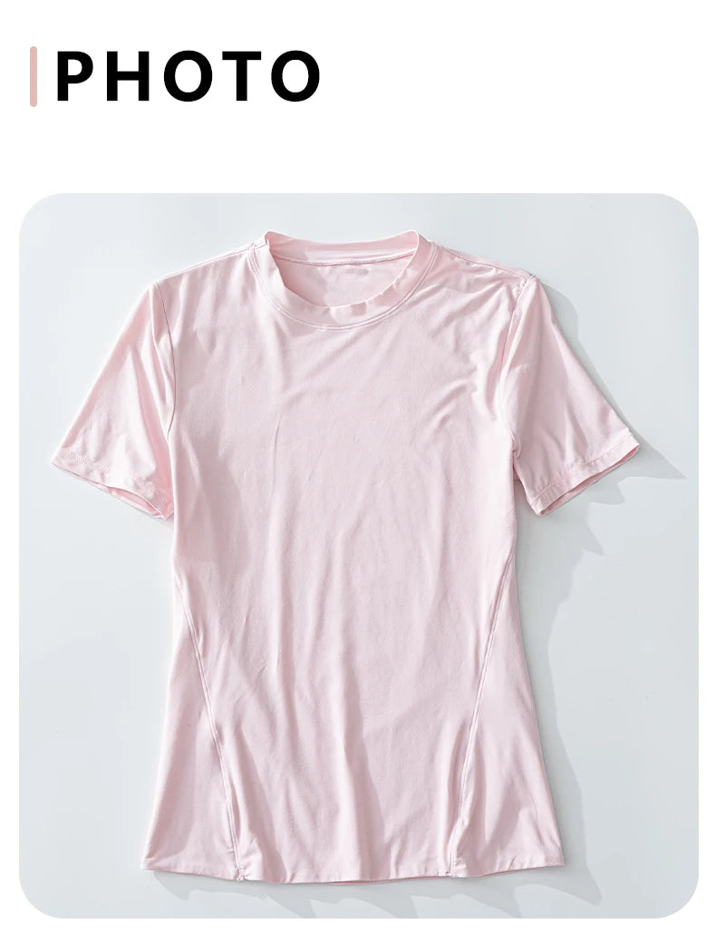 Woman 2025 Top Yoga Clothes Workout Pilates Shirts Fitness Sportswear Gym Running Sports Tight T-shirt Short Sleeve Fitness Tops