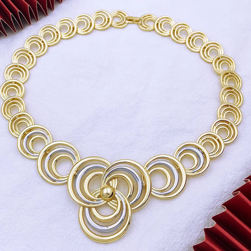 Elegant Women Necklaces Jewelry Sets Gold Color Jewelry On The Neck Wedding Party Accessories conjunto de joyeria para mujer
