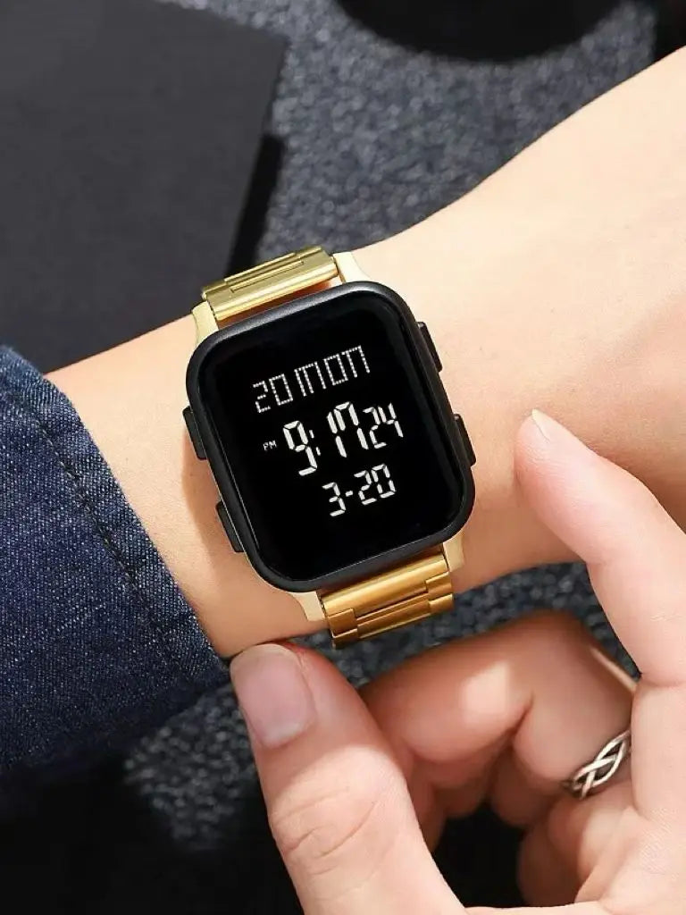 Sports Watches for Men Waterproof Digital Electronic Stainless Steel Clock Led Display Wristwatches Mens Reloj Hombre