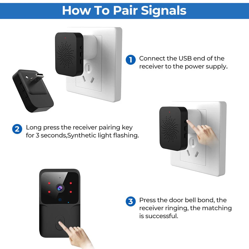 Tuya WiFi Video Doorbell Wireless HD Camera IR Alarm Security Smart Home Door Bell WiFi Intercom for Home with Black or White