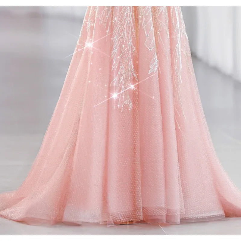 Women Evening Dress Evening Dress Stylish Wedding Dresses Pink Beads Elegant Womens Party Dresses for Formal Occasions Prom