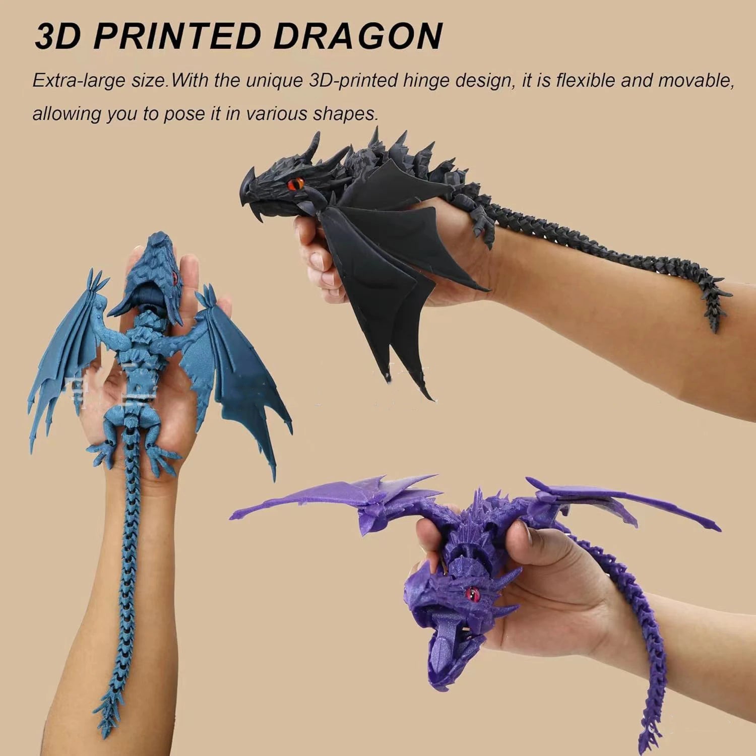 3D Printing Flying Dragon Fire-breathing Dragon Joint Movable Model Creative Dragon Collection Decoration Home Desktop Ornaments