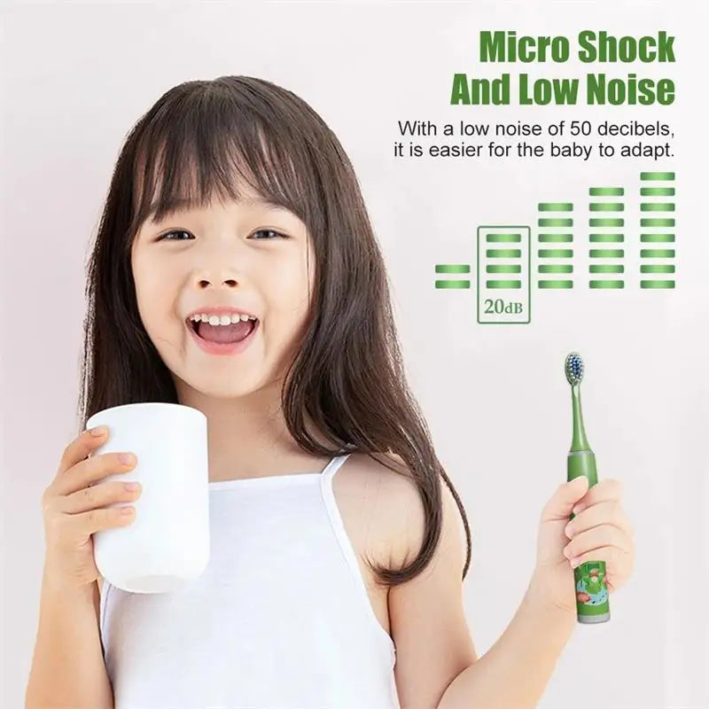 USB Sonic Child Electric Toothbrush Rechargeable Colorful Cartoon Brush Kids Automatic IPX7 Waterproof With Replacement Heads