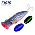 FJORD 80mm 14g Popper Glow Fishing Lure Swimbait Floating Hard Baits Pike Bass Sea Saltwater Surface Walker Fishing Supplies
