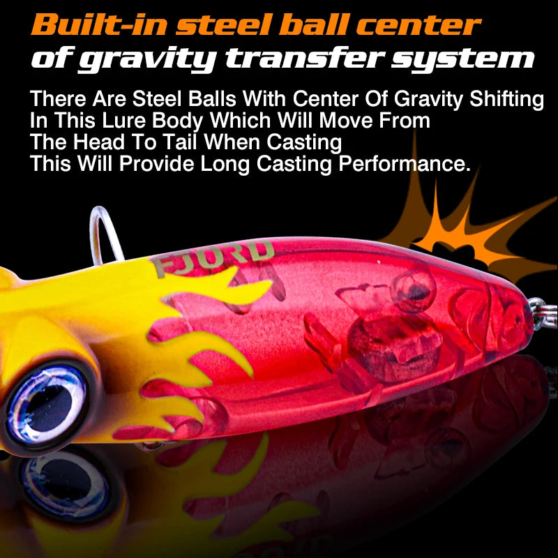 FJORD 80mm 14g Popper Glow Fishing Lure Swimbait Floating Hard Baits Pike Bass Sea Saltwater Surface Walker Fishing Supplies