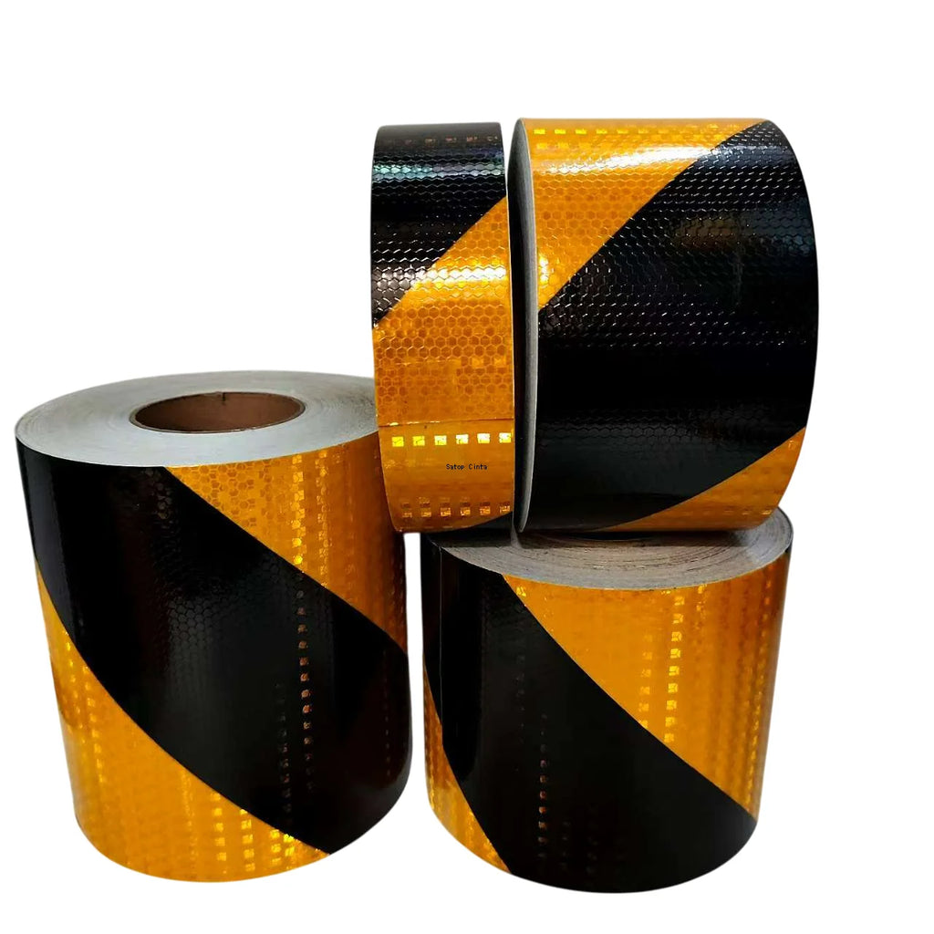 5cm/10cm/15cm/20cm*5m Reflective Tape Yellow-Black Left Or Right Twill Waterproof Safety Warning Self-adhesive Reflector Sticker