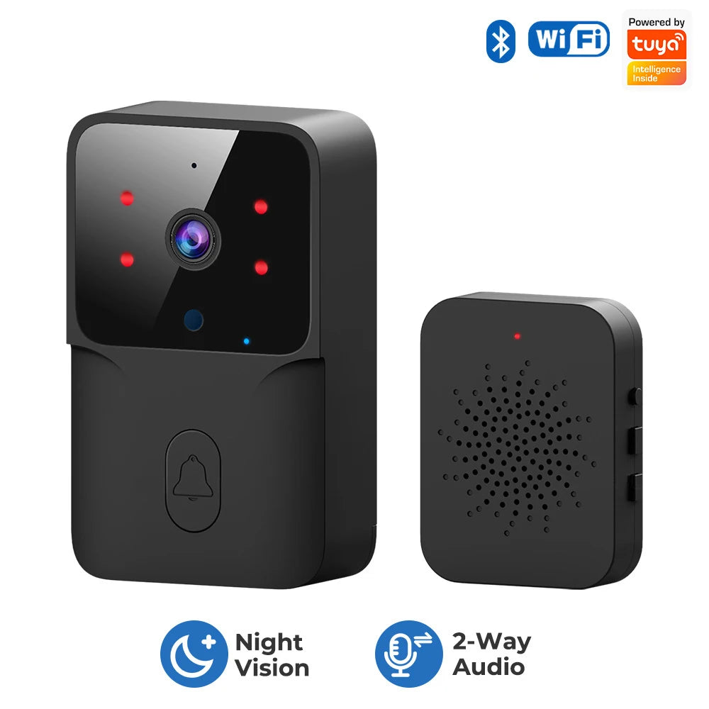 Tuya WiFi Video Doorbell Wireless HD Camera IR Alarm Security Smart Home Door Bell WiFi Intercom for Home with Black or White