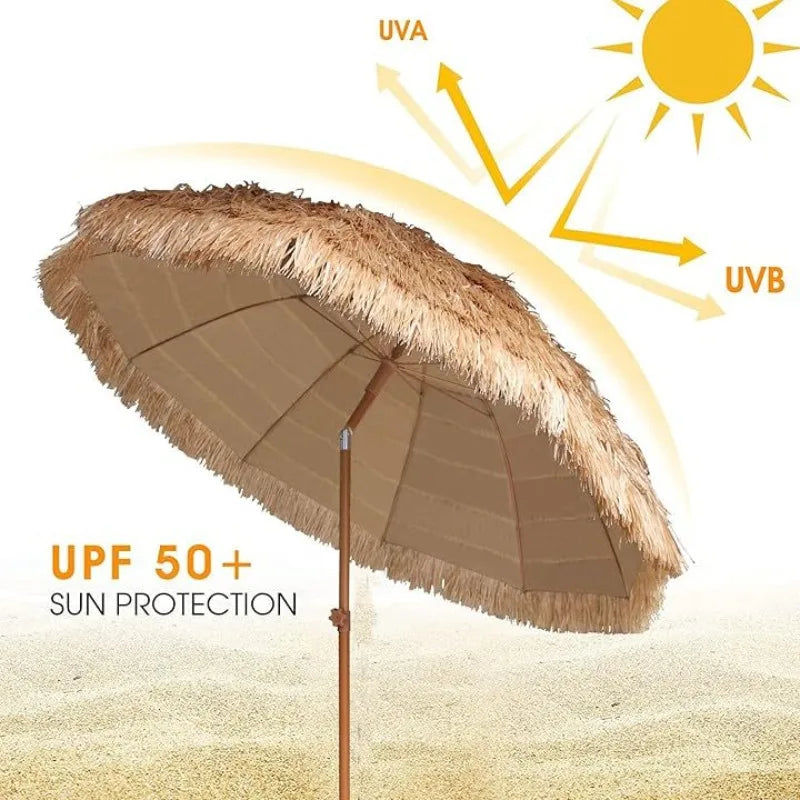 Outdoor Beach Umbrella Large Foldable Garden Pool Patio Beach Umbrella Simulated Thatched Sunshade Umbrellas Backyard Holidays