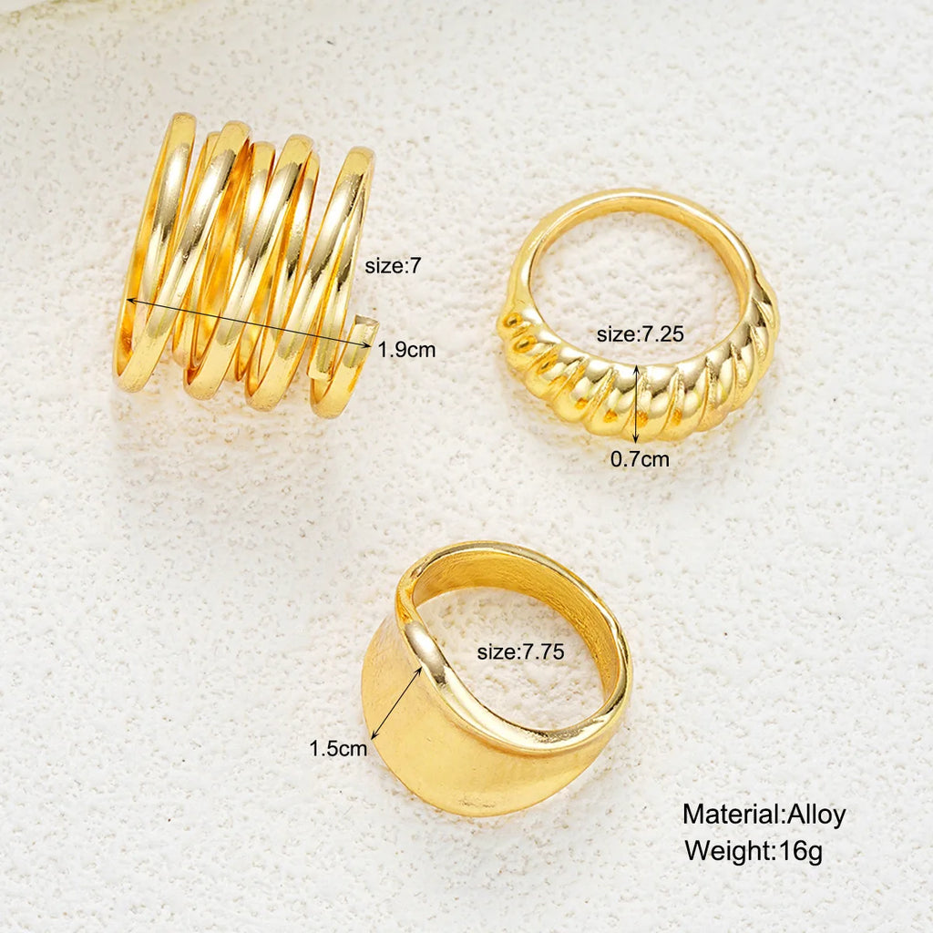 3Pcs/Set Retro Individuality Geometry Irregularity Rings Sets for Women Fashion Simple Originality Ring Daily Party Jewelry Gift