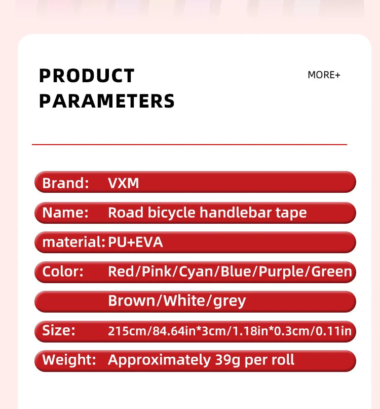 VXM Road Bicycle Handlebar Tape Bar PU EVA Cycling Grips Strap Anti slip shockabsorbing comfort With End Plug Bike Accessories