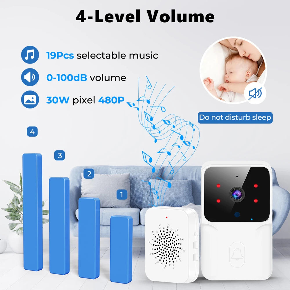Tuya WiFi Video Doorbell Wireless HD Camera IR Alarm Security Smart Home Door Bell WiFi Intercom for Home with Black or White