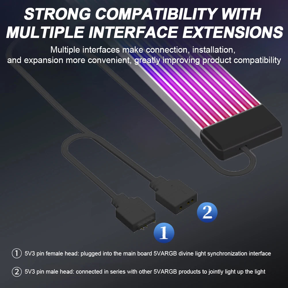 5V 3Pin RGB LED Light Strip Bar 8/24PIN Motherboard Power Extension Cable ARGB Sync PC Cables for Computer Power Supply