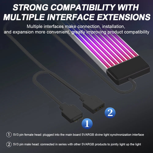 5V 3Pin RGB LED Light Strip Bar 8/24PIN Motherboard Power Extension Cable ARGB Sync PC Cables for Computer Power Supply