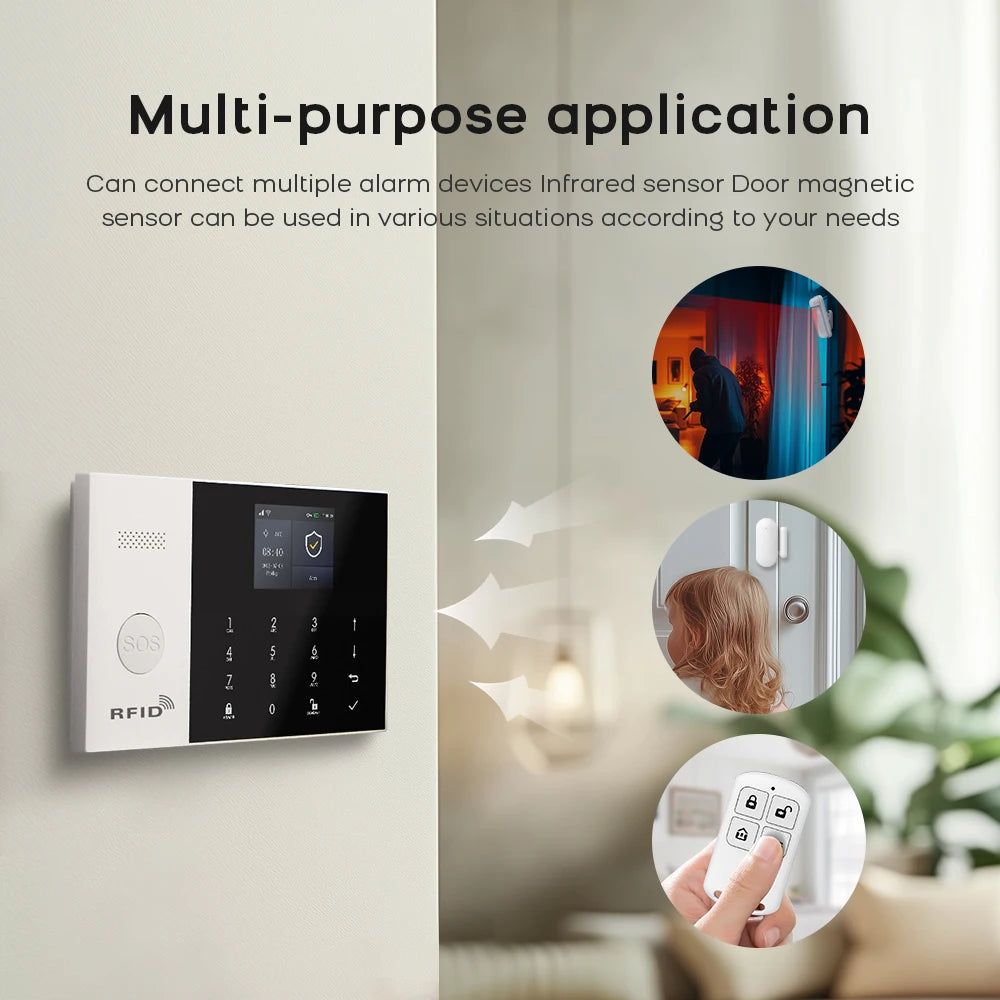 PGST 4G WiFi Security Protection House Alarm System Tuya Alexa Alarm Security System Kit Set Smart Life Home Door Motion Sensor