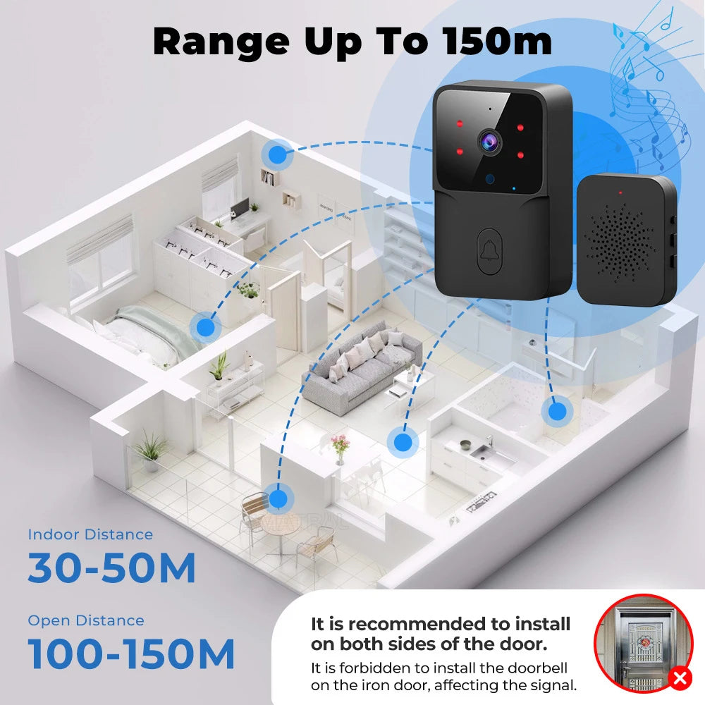 Tuya WiFi Video Doorbell Wireless HD Camera IR Alarm Security Smart Home Door Bell WiFi Intercom for Home with Black or White