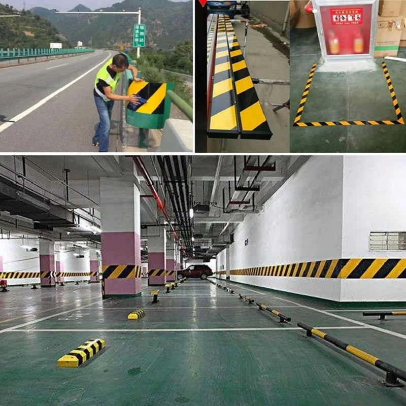 5cm/10cm/15cm/20cm*5m Reflective Tape Yellow-Black Left Or Right Twill Waterproof Safety Warning Self-adhesive Reflector Sticker